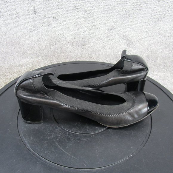 Chanel Heels Womens Size 38.5 Eu 8 Us  Black Leather Stretch Spirt Heels - Picture 8 of 10